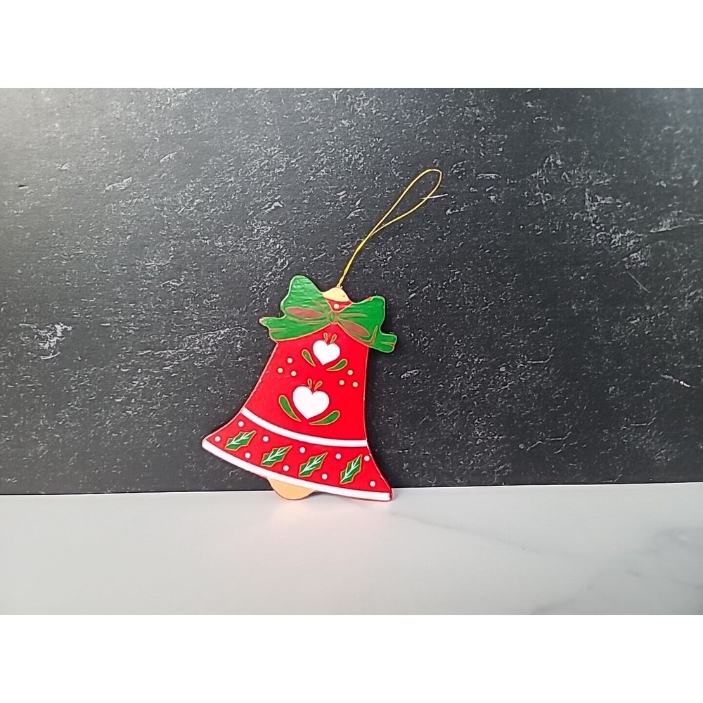Vintage Wooden Christmas Bell Ornament